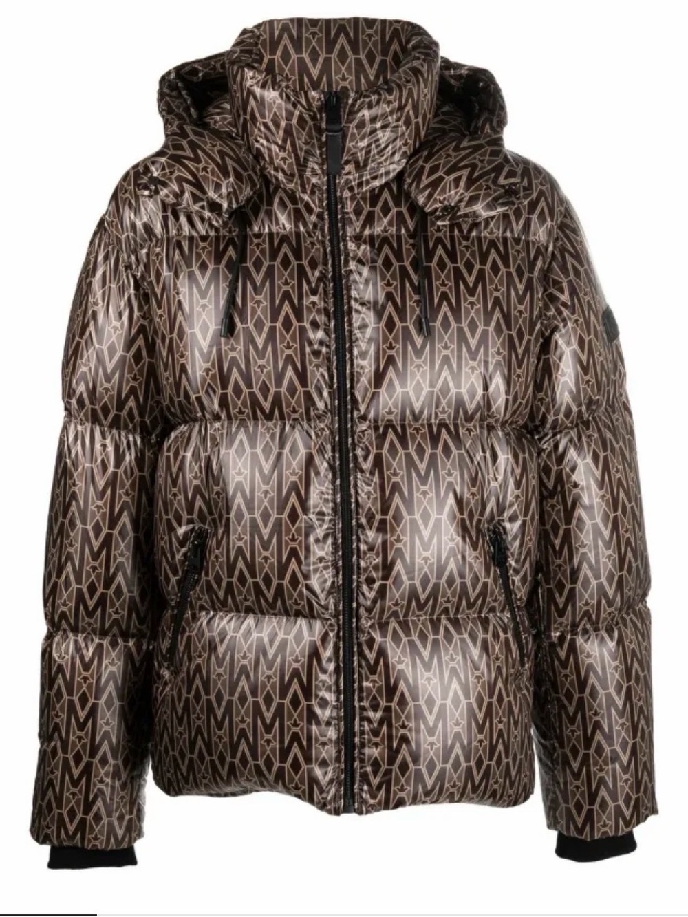 100% Authentic Mackage Brown Monogram Puffer Jacket with Hood